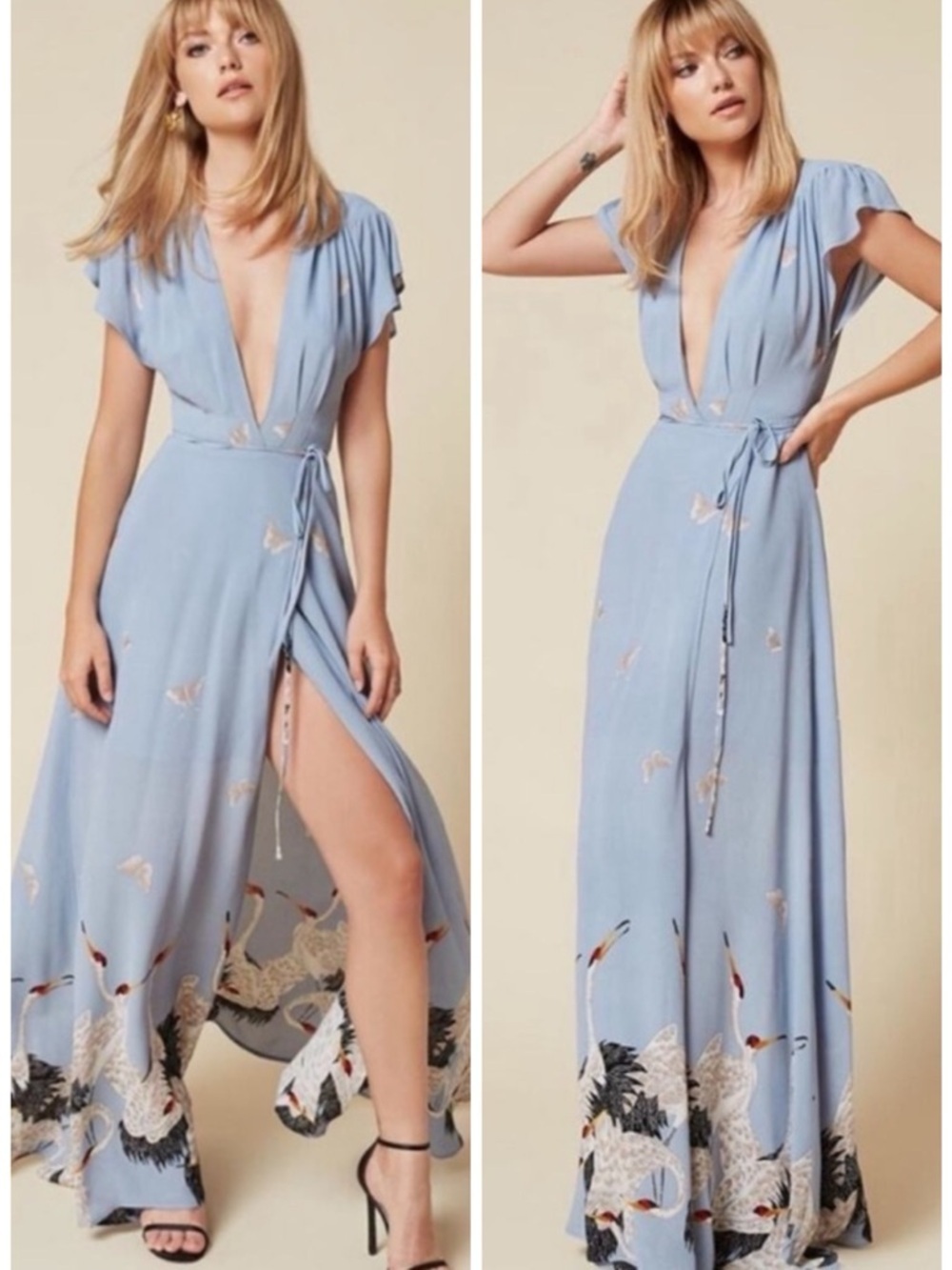 NWT Reformation Sandra Kuren Crane Butterfly
Print Maxi Dress Size S